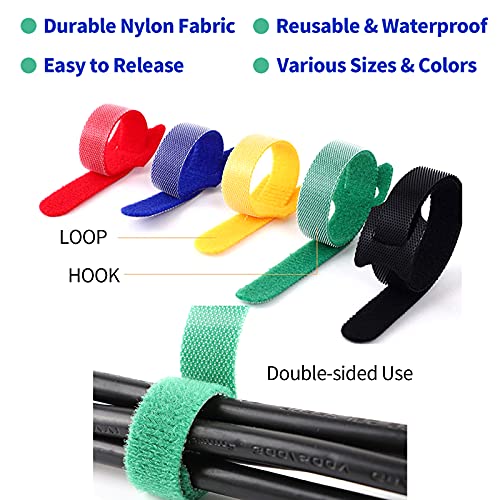 60-Pack Reusable Fastening Cable Ties - Adjustable Cord Straps in 3 Sizes