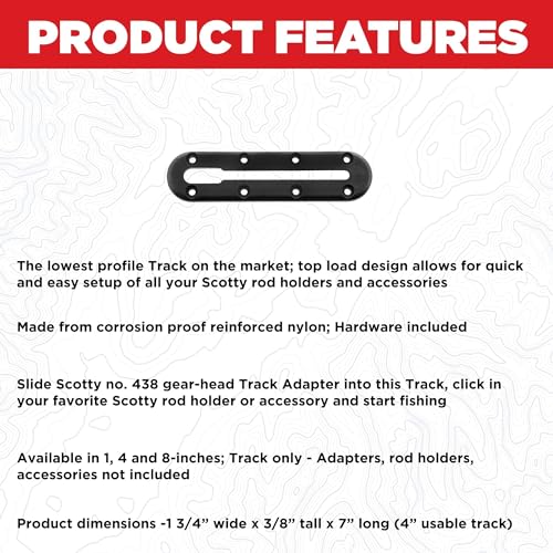 Scotty 440-BK-4 Low Profile 4-Inch Track for Kayak & Marine Accessories