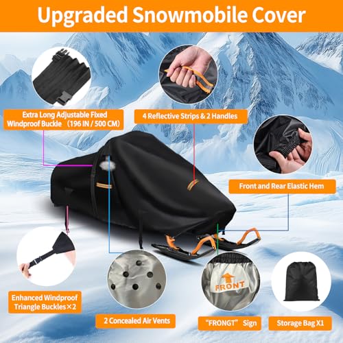 Heavy Duty Snowmobile Cover 900D - Waterproof & UV Protection