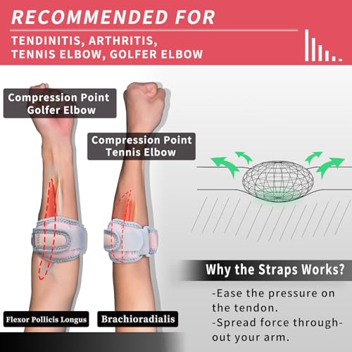 INDEEMAX Pink One Size 2-Pack Tennis Elbow Brace for Tendonitis & Golfers Elbow Support