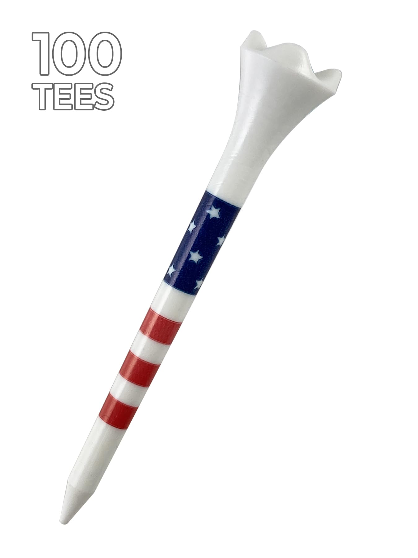 Pride Golf Tee Performance Plastic Golf Tees - Stars and Stripes - 2-3/4" 100 Count - Designed for Less Friction and Longer Drives - Made in The USA