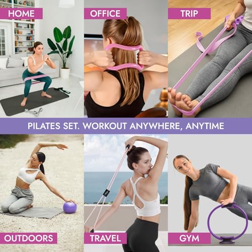 Pilates Ring and Ball Set - Luxury Purple | 10-in-1 Home Workout Kit