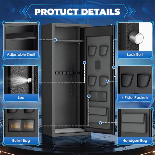 20 Gun Safe with Keypad for 10-16 Rifles & 4 Pistols - Black
