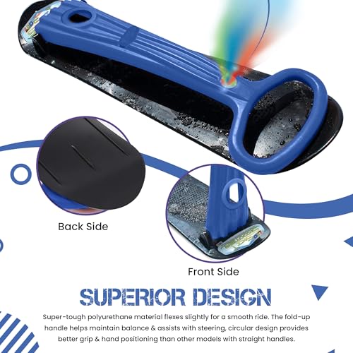 Foldable Snow Scooter with LED Light - Blue Ski Skooter for Kids