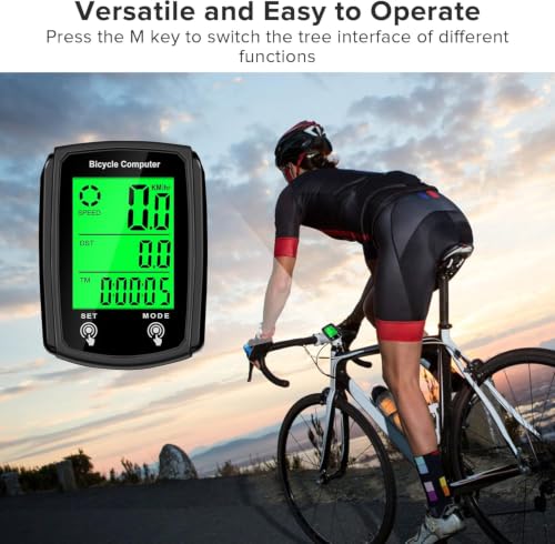 Bike Speedometer & Odometer - Wired LCD Display - Black