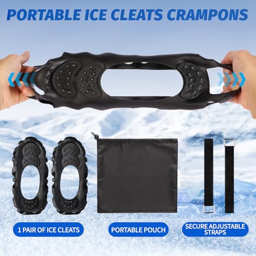Ice Cleats for Shoes and Boots - 30 Spike Crampons, Medium Size
