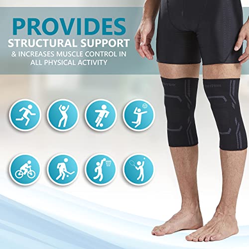 Knee Compression Sleeves for Men and Women - 2 Pack, Medium