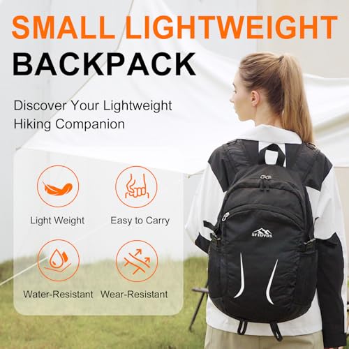 SFIUYDS 35L Lightweight Packable Hiking Backpack for Women & Men - Black