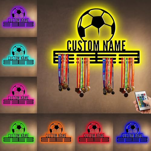 Custom Metal Soccer Medal Hanger Rack with LED Light - Soccer-03