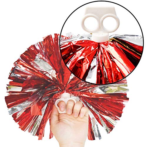 TTSAM 4 Pack (2 Pair) Metallic Foil Cheerleader Pom Poms & Plastic