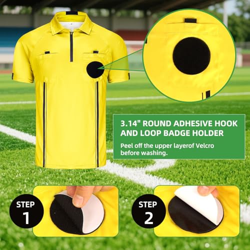 Soccer Referee Jersey - Short Sleeve with Badge Holder & Pockets - Small Yellow