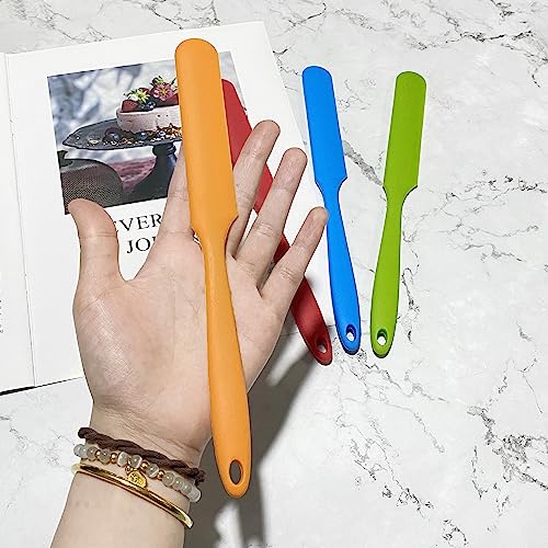 4-Piece Silicone Jar Spatula Set - Long Handle Kitchen Scraper for Baking