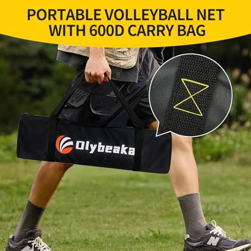 Portable Volleyball Net Set 32FT - Adjustable Height, Carry Bag, Black & Green