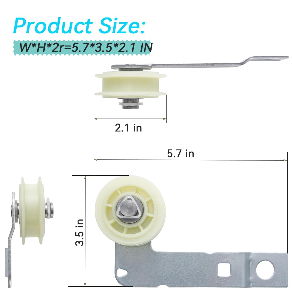 Dyer Idler Pulley for Maytag Bravos MEDB835DW4, Whirlpool Cabrio WED8000DW4, WED7500GC0, WED8500DC4 W10837240 Replacement.