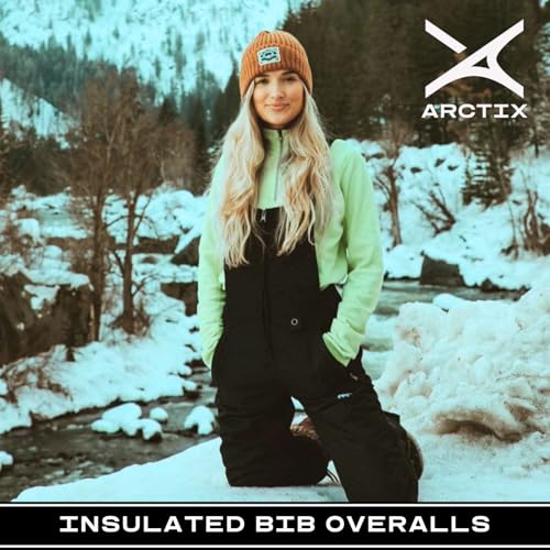 Women's Insulated Ski Bibs - Water Resistant Snow Pants - Medium/31" Inseam - Black