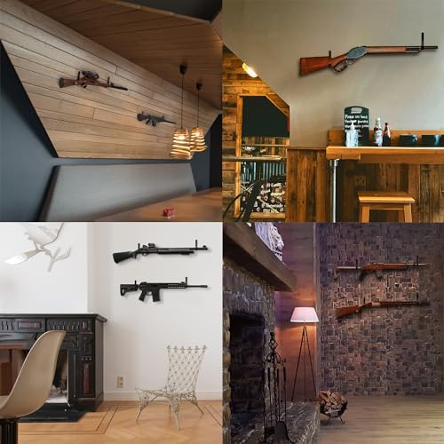 Horizontal Wall Mount Gun Rack - Metal Shotgun & Rifle Hanger - 1 Pair
