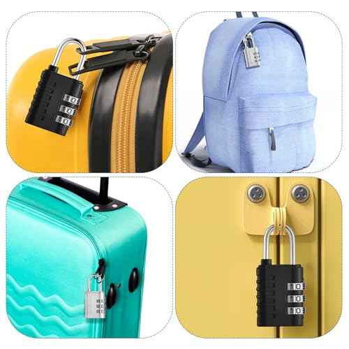 Kenning 30 Pcs 3 Digit Combination Padlocks Black Silver Gym Locker Lock Resettable Combination Lock with Key Waterproof Employee Small Padlock for Travel Luggage Backpacks Case Cabinets