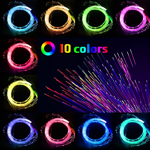 AMKI 6ft Rechargeable LED Fiber Optic Rave Whip - Black, 36 Modes, Swivel, Light Show