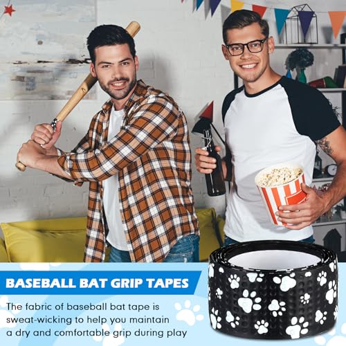 Non-Slip Bat Grip Tape for Baseball & Softball - 1.1mm - Black Paw