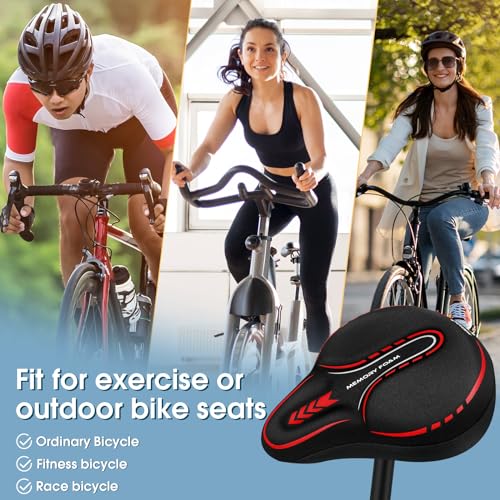 MSDADA Red Large Gel Bike Seat Cover - Extra Soft Cycling Cushion for Men Women