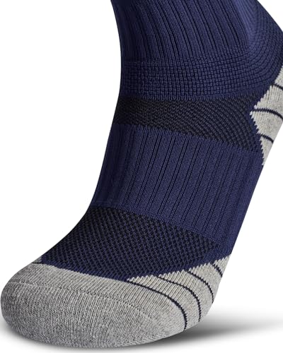 CWVLC Men's & Women's Knee High Soccer Socks Small Navy Blue - Cotton & Moisture-Wicking