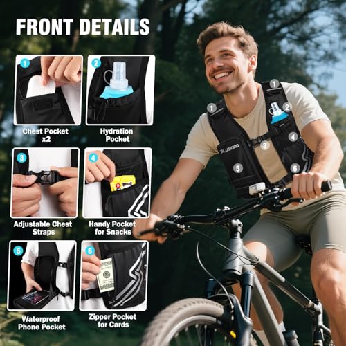 PLUSINNO Medium-Large Running Vest for Men & Women with 500ml Water Bottle