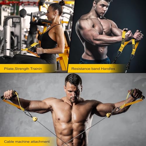 Heavy Duty Exercise Handles - Yellow Cable Attachments for Gym