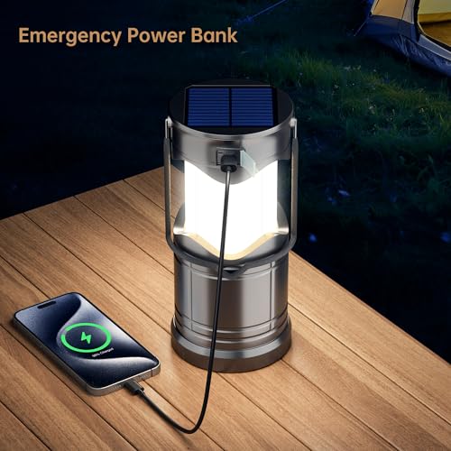 4-Pack Solar Camping Lanterns USB Rechargeable LED Emergency Lanterns with 3 Modes