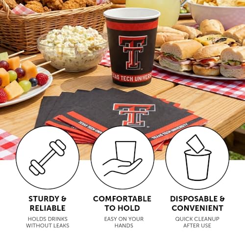 Texas Tech University TTU Paper Cups - 20 Count, 9 oz