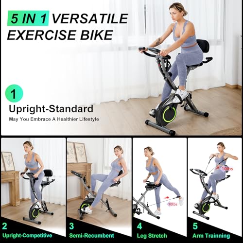 Foldable Exercise Bike with 16-Level Resistance - 300LBS Capacity