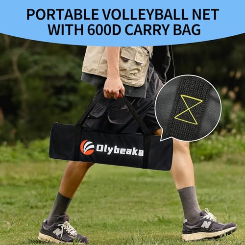 20FT Outdoor Volleyball Net Set - Blue | Adjustable Height, Pump & Carry Bag