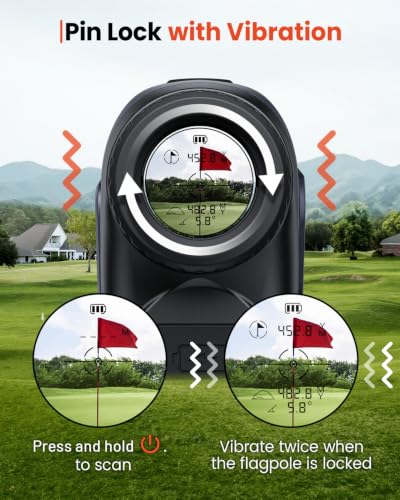 Golf Rangefinder with Slope - 1700 Yards, Vibration Lock, 7X Magnification - Black & Grey