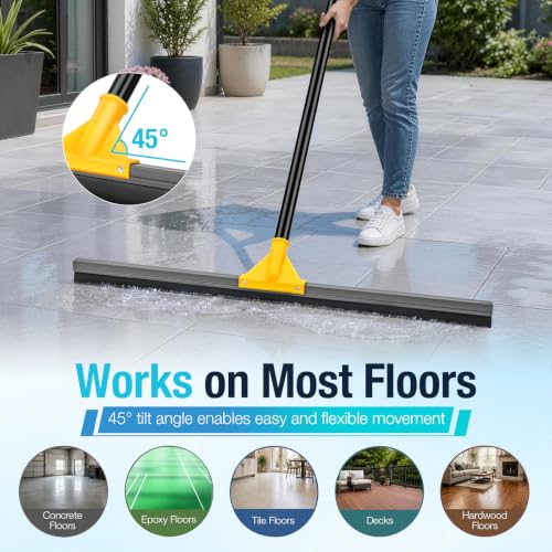 Yellow 30-Inch Heavy Duty Floor Squeegee for Concrete Water Removal - SOBONNE