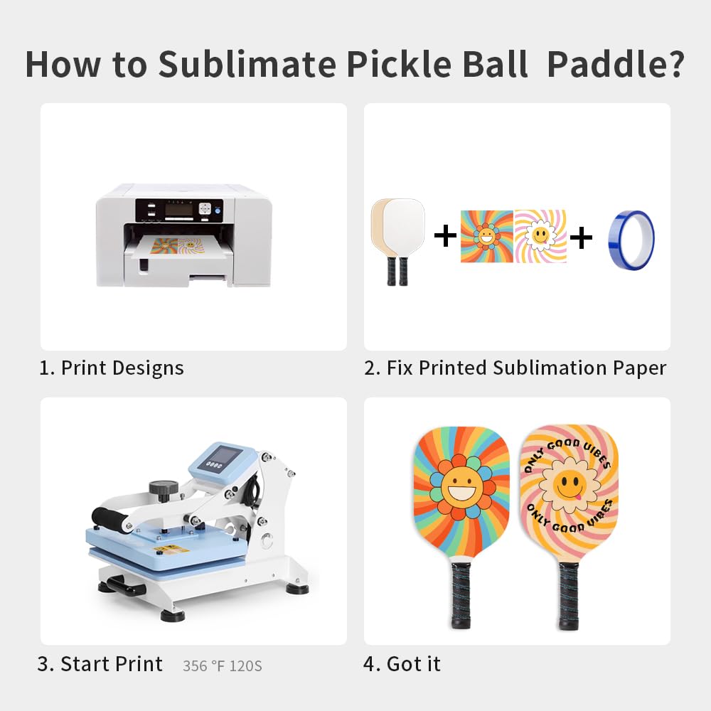 PYD Life Pickleball Paddles Plywood Sublimation Blanks 7.5" x 15.5",2/5 Inch Thickness 8 OZ Double Sided Printable One Side White One Side Wood (6 Pack-White Side and Wood Side)