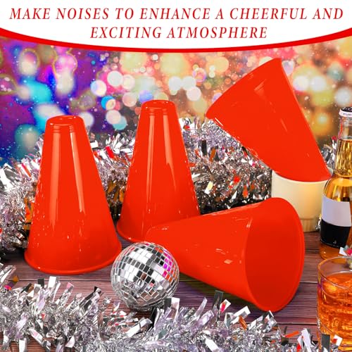 12 Pcs Mini Cheer Megaphone Set - Red Plastic Noisemakers