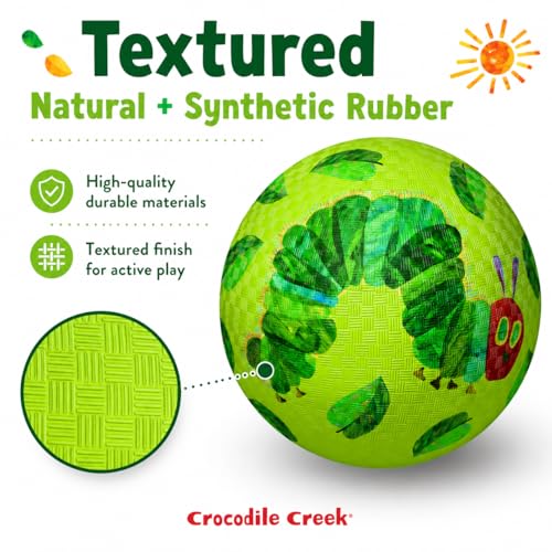 Crocodile Creek 7-Inch The Hungry Caterpillar Playground Ball for Kids - Bouncy Rubber Outdoor Indoor Toy