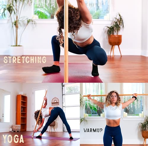 5ft Bamboo Yoga Stick - Lightweight Mobility Tool for Stretching, Balance & Therapy