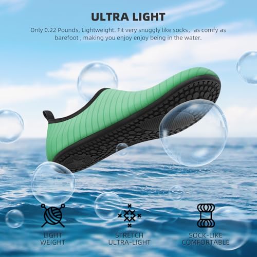 Water Shoes for Women & Men - Barefoot Quick-Dry Aqua Socks - Size 8.5-9.5 Women/7.5-8.5 Men - Green