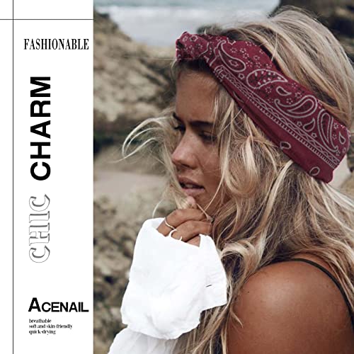 Acenail Wide Headbands Women Knotted Turban Headband Elastic Non Slip