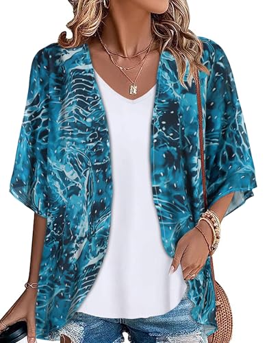 Women's Floral Kimono Beach Cover Up - Chiffon Cardigan