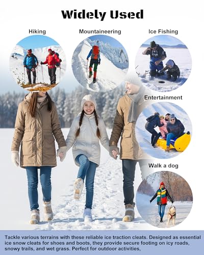 Translucent Ice Cleats with 10 Steel Spikes - Slip-On Traction for Shoes