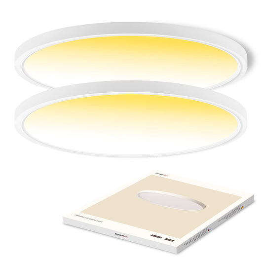 CycevSun 15.8 Inch Dimmable LED Ceiling Light Flush Mount, 3000K-4000K-5000K Selectable - 24W Super Bright 2400LM - Slim Large Round White Trim, 2 Pack