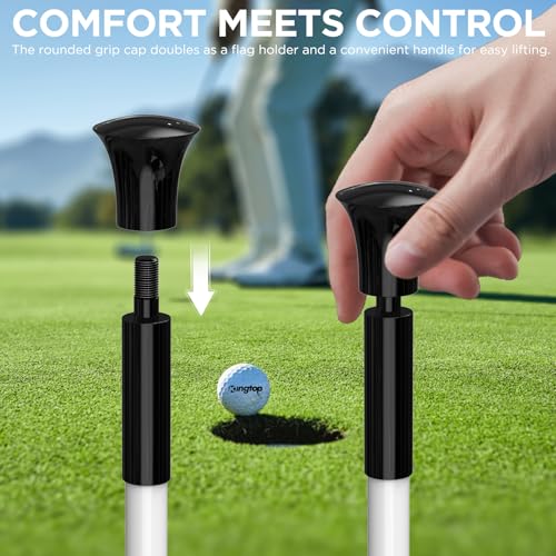 KINGTOP 3ft White Golf Flagstick with Ball Retriever - 3 Pack, Fiberglass, Portable Indoor/Outdoor Practice Pole