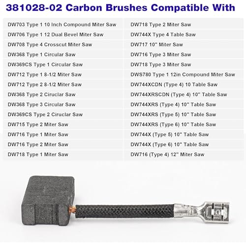 (2PCS) 381028-08 381028-02 Motor Carbon Brushes for DeWalt DW716EXPS DW717XPS DW708 DW712 DW716E DW716 DW718XPS Miter Saws Table Saws Circular Saw