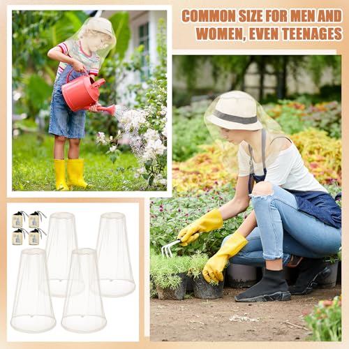 Mosquito Head Net - 4 Pack Mesh Face Cover for Outdoor Use - Beige