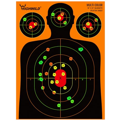 25 Pack Silhouette Splatter Paper Shooting Targets - 18x24 Inch