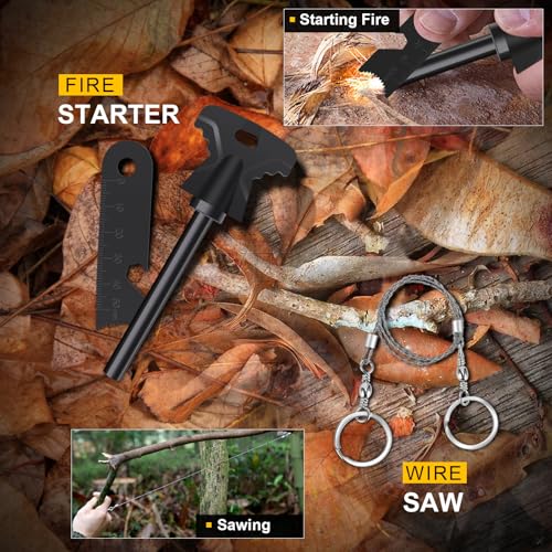 Survival Kit 219Pcs with 14-in-1 Tools, Axe, Lantern & Water Filter – Black (MLIPDC) - Father's Day Gift
