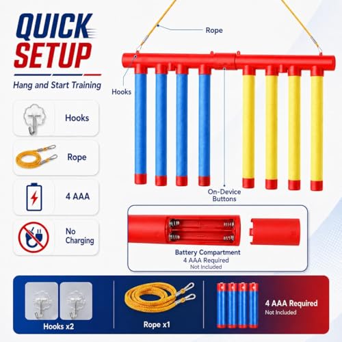 Reflex Drop Sticks Challenge - Adjustable Speed Catching Sticks, Red