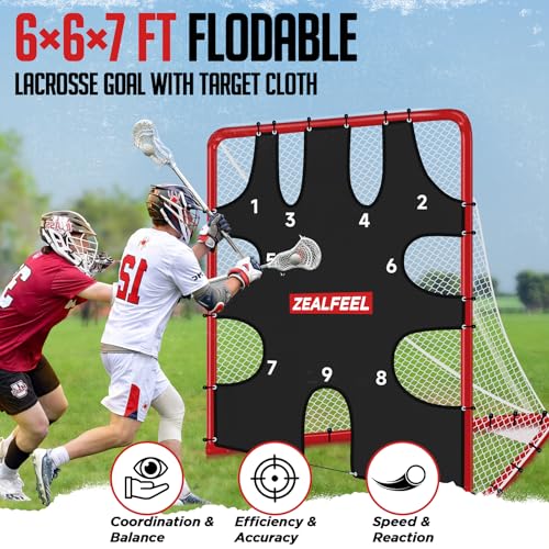 Lacrosse Goal with 9-Zone Target - 6x6x7 Ft Heavy-Duty