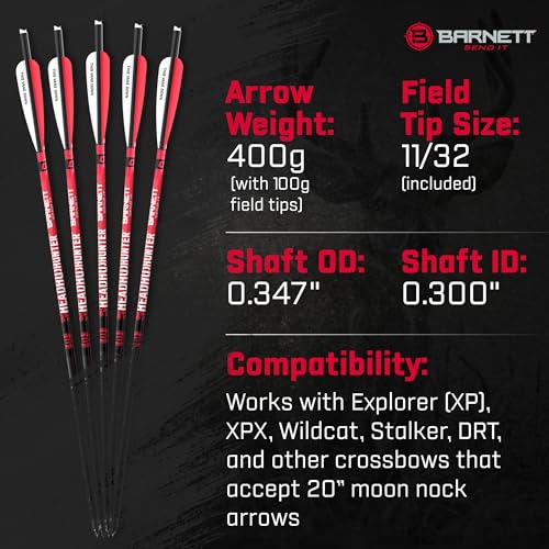 20-Inch Carbon Crossbow Arrows with Field Points - 5-Pack